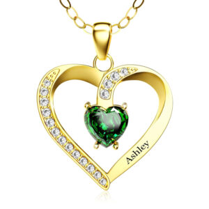 Easycosy Cadeau Fête des Mères- Collier Personnalisé Prénom avec Pierres de Naissance Collier gravé 1-4 Nom Collier